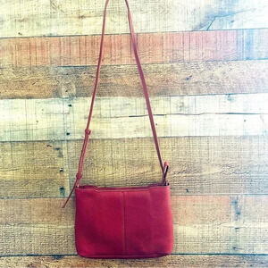 Ecco Leather Red Adjustable Crossbody Bag